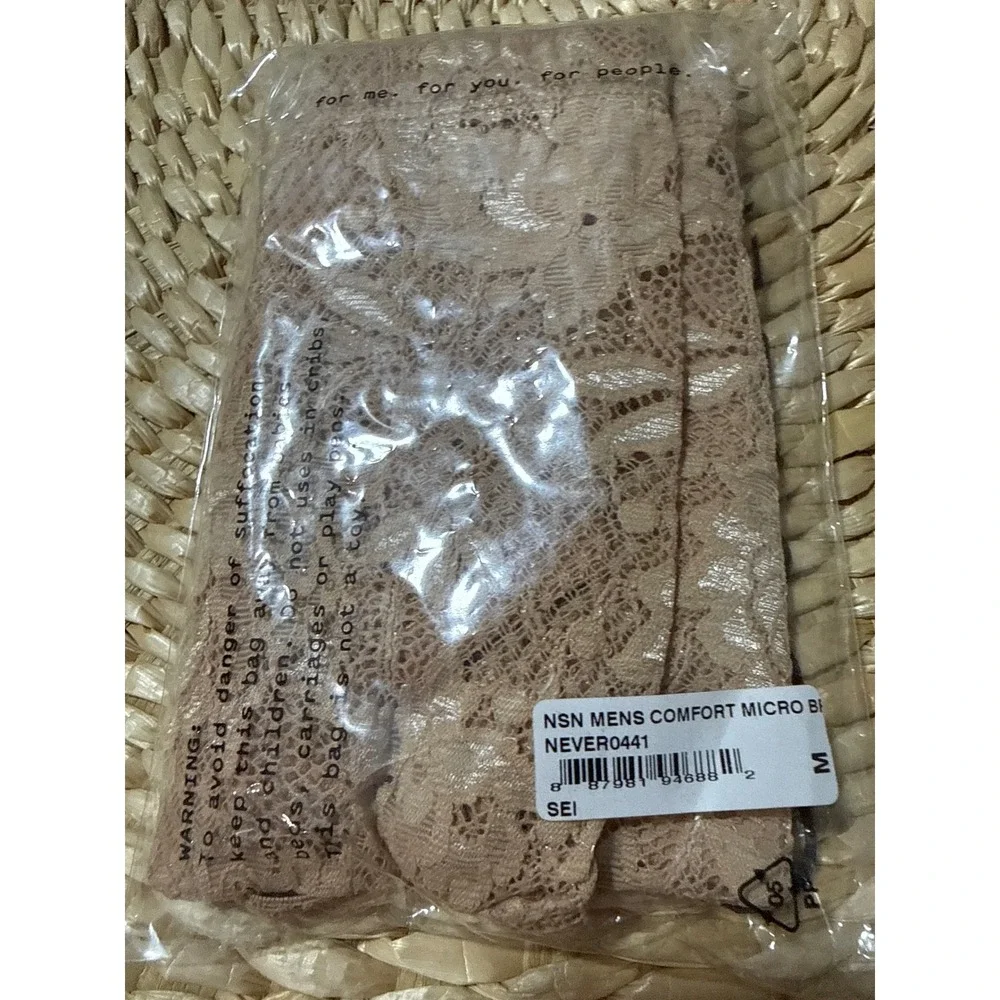 Cosabella Never Say Never Men's Comfort Micro Brief Lace Underwear Nude Beige M